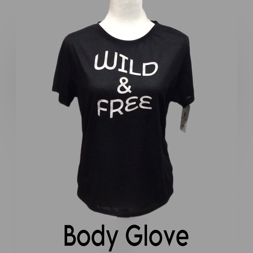 NWT Body Glove Women’s Performance‎ Top, Wild & Free, Black, Large